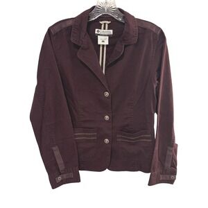 Columbia Lightweight Burgundy Plum Blazer Jacket Womens S Silver Snap Buttons